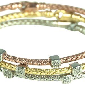 3 DIAMOND STATION BRAIDED BRACELET, STERLING SILVER (.925) BASE